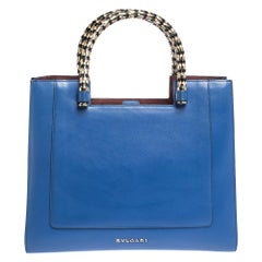 Bvlgari Blue/Maroon Leather Serpenti Scaglie Tote