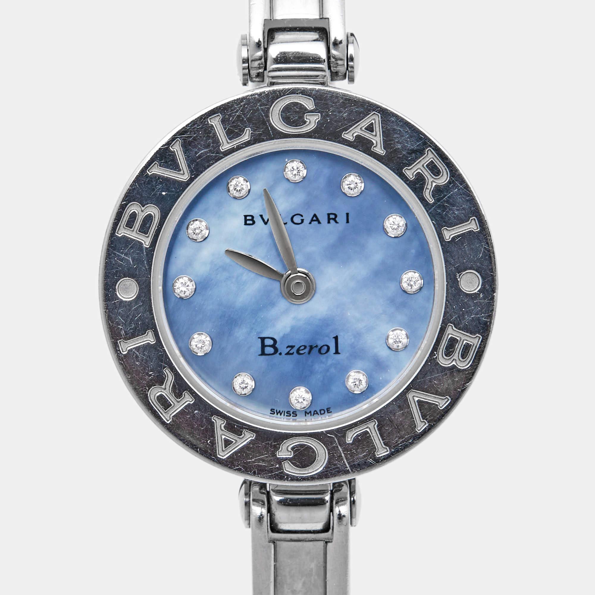 Bvlgari Blue Mother of Pearl Stainless Steel B.Zero1 BZ22S Women's Wristwatch 22 3