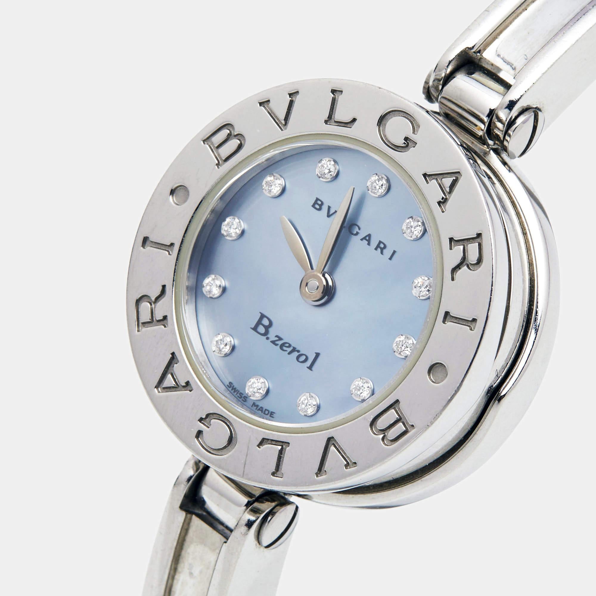 Bvlgari Blue Mother of Pearl Stainless Steel B.Zero1 BZ22S Women's Wristwatch 22 4