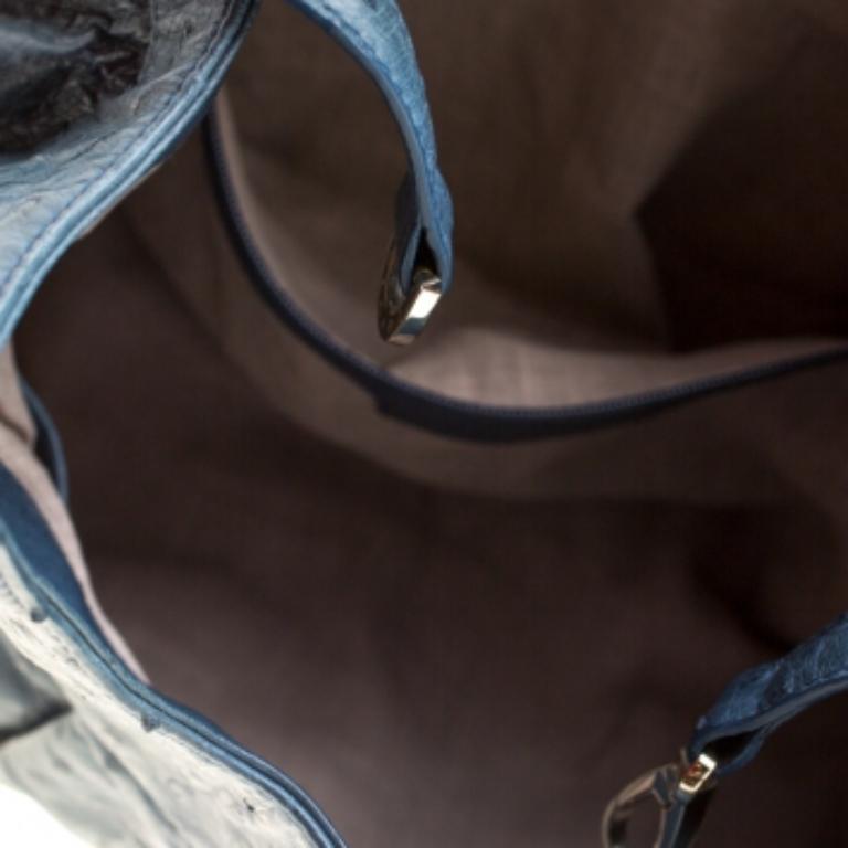 Bvlgari Blue Ostrich Chandra Hobo en vente 1