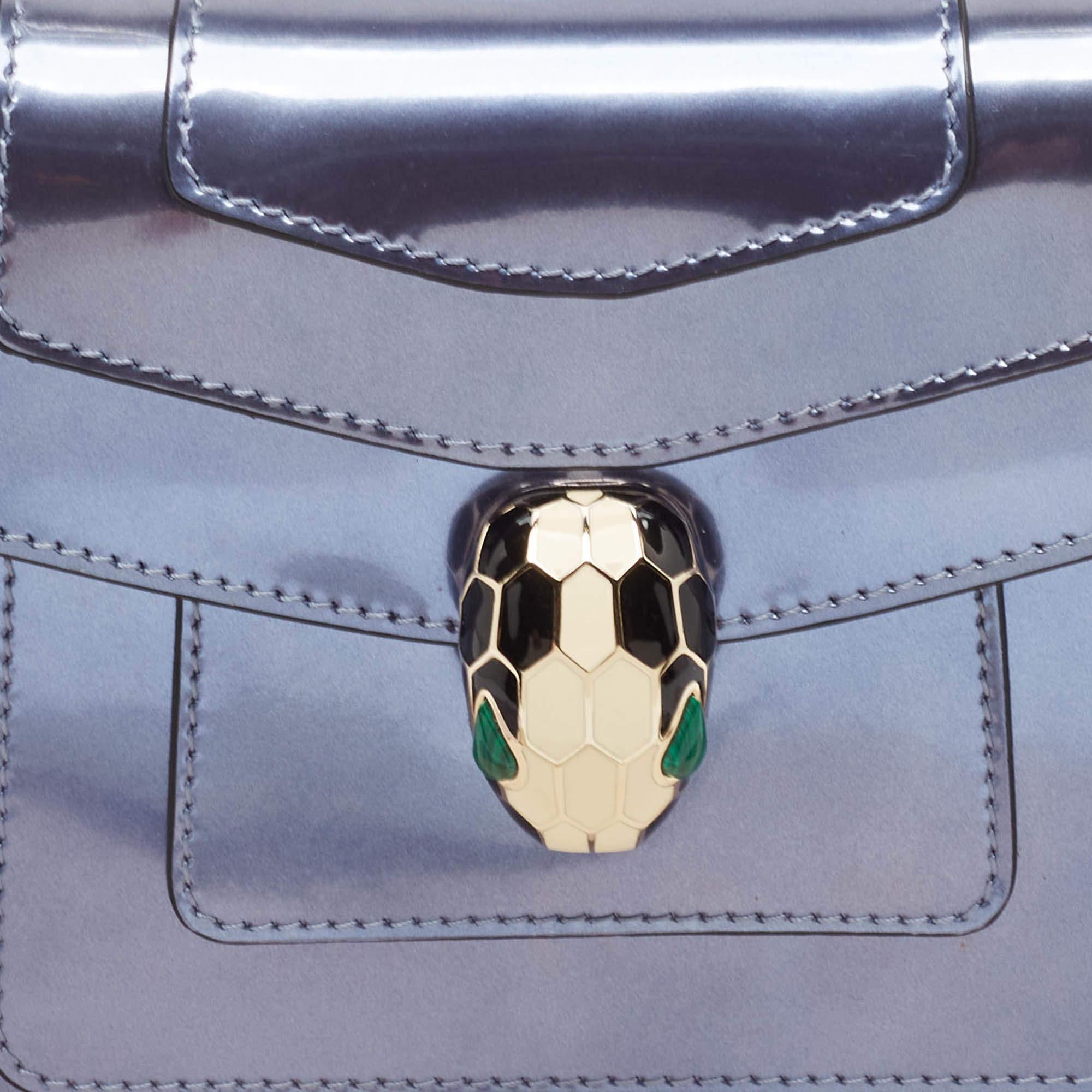 Women's Bvlgari Blue Patent Leather Small Serpenti Forever Shoulder Bag For Sale