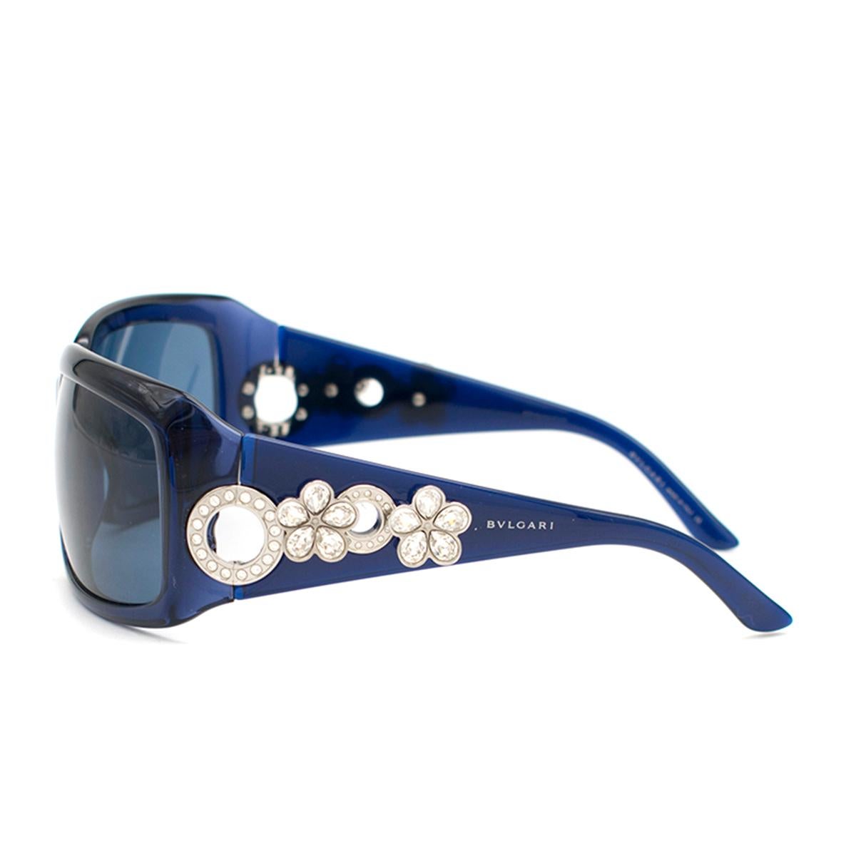 Bvlgari Blue Swarovski Crystal Embellished Sunglasses In Excellent Condition In London, GB