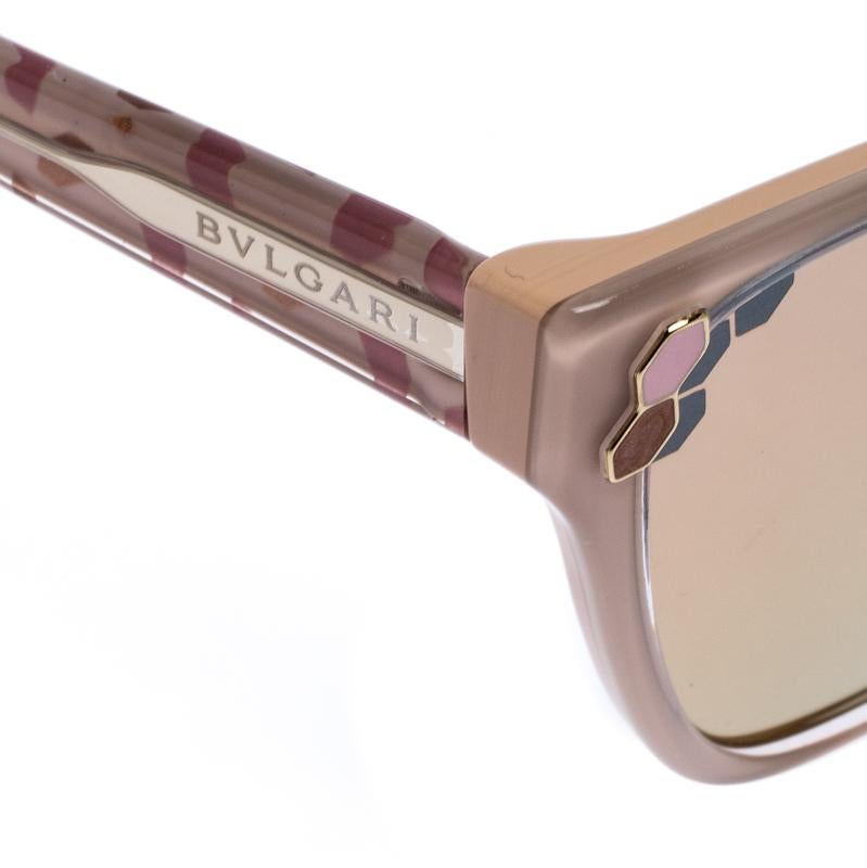 Beige Bvlgari Blush Pink 8208 Mirror Cat Eye Sunglasses