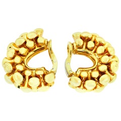 Vintage Bvlgari Bone Collection Yellow Gold Clip Earrings