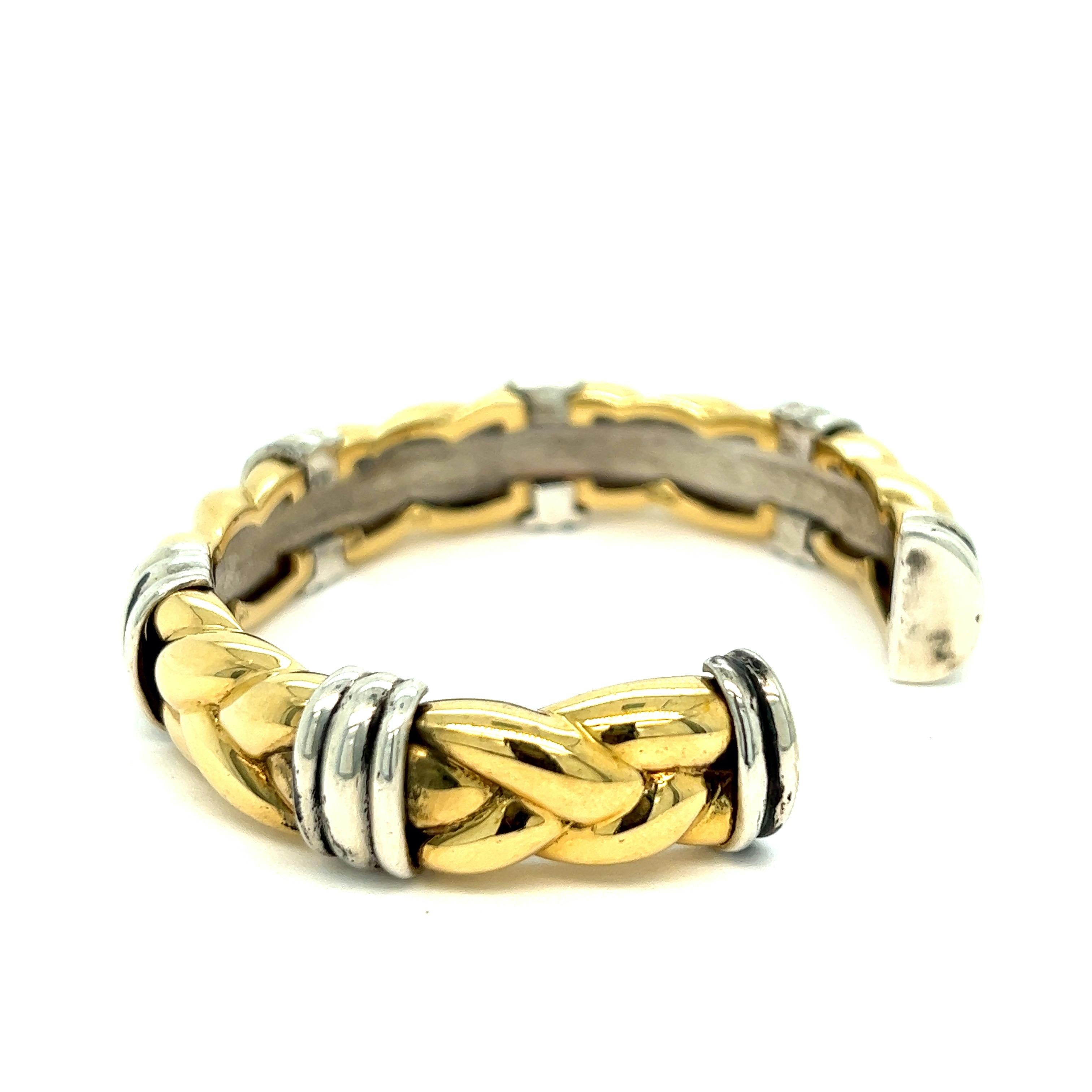 Bvlgari Braided Gold Cuff Bracelet In Good Condition For Sale In New York, NY