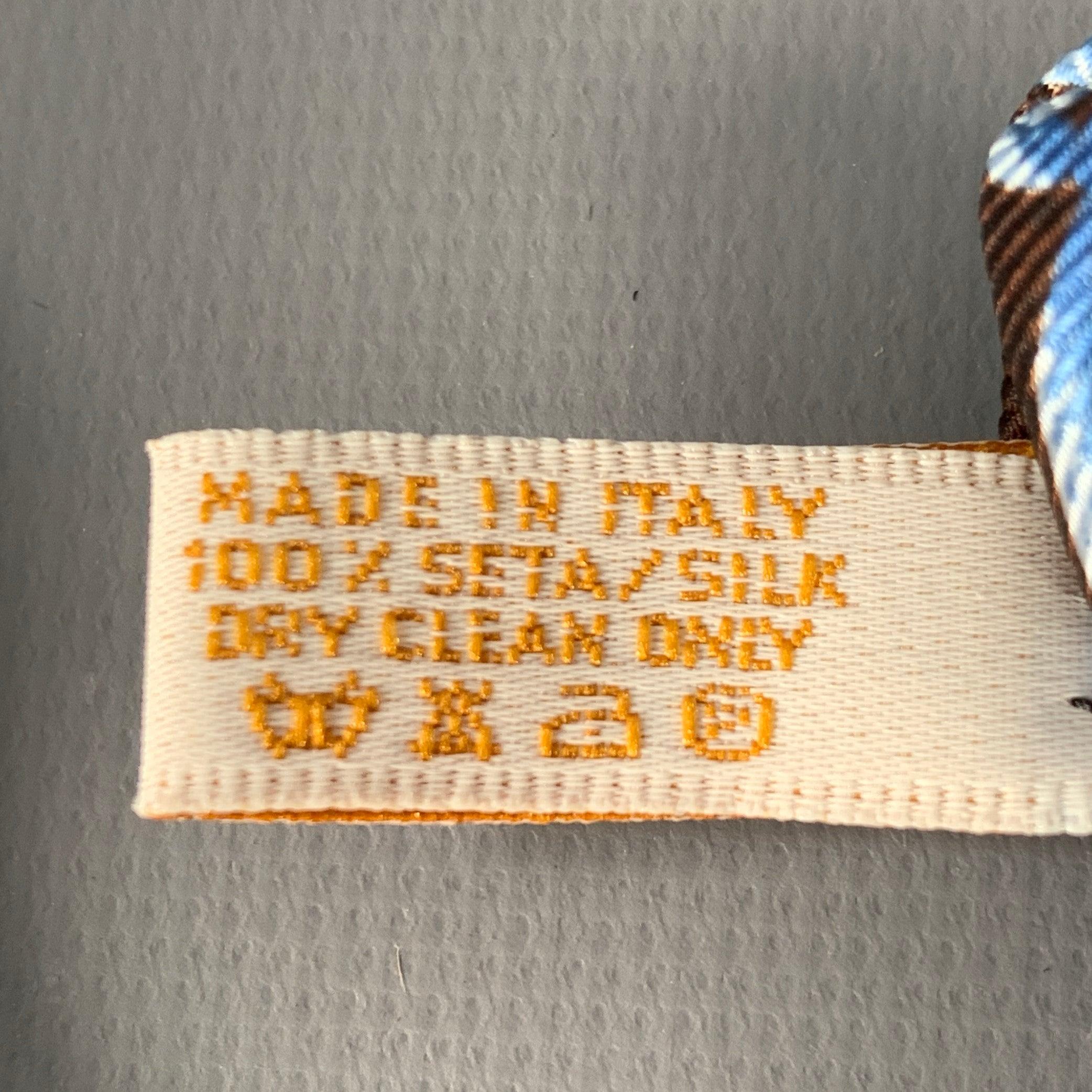 BVLGARI Brown Blue Window Pane Silk Tie In Good Condition For Sale In San Francisco, CA