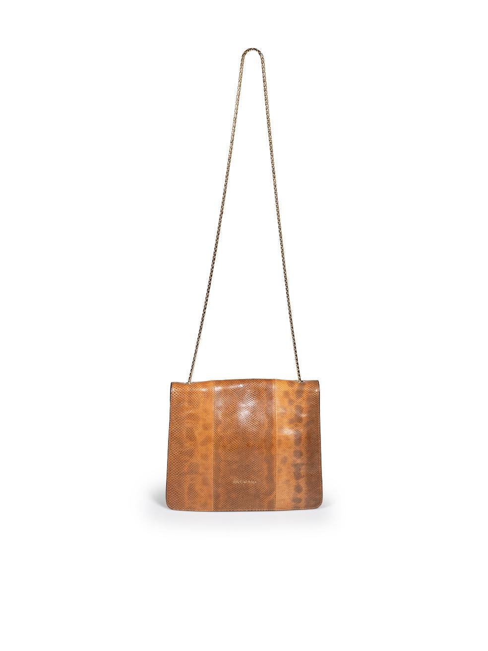Bvlgari Brown Forever Serpenti Lizard Leather Bag In Good Condition In London, GB