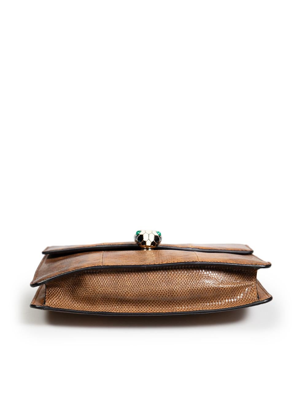 Women's Bvlgari Brown Forever Serpenti Lizard Leather Bag
