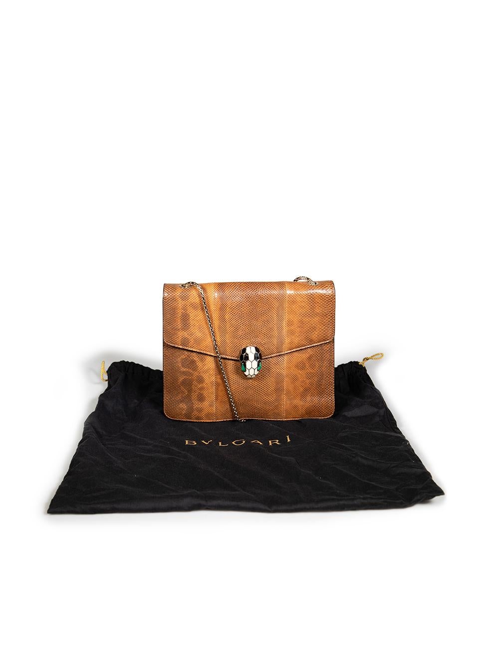 Bvlgari Brown Forever Serpenti Lizard Leather Bag 3