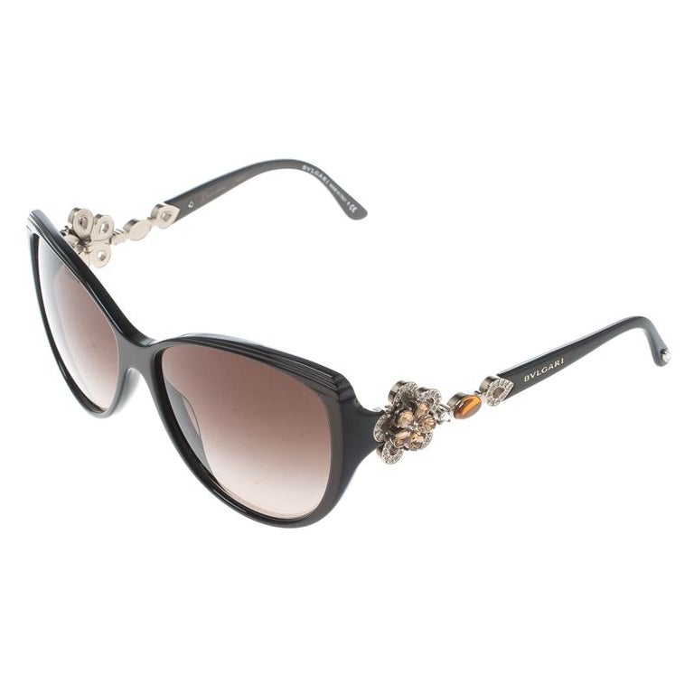 Bvlgari Brown Gradient 8097-B Crystal Embellished Floral Cat Eye ...