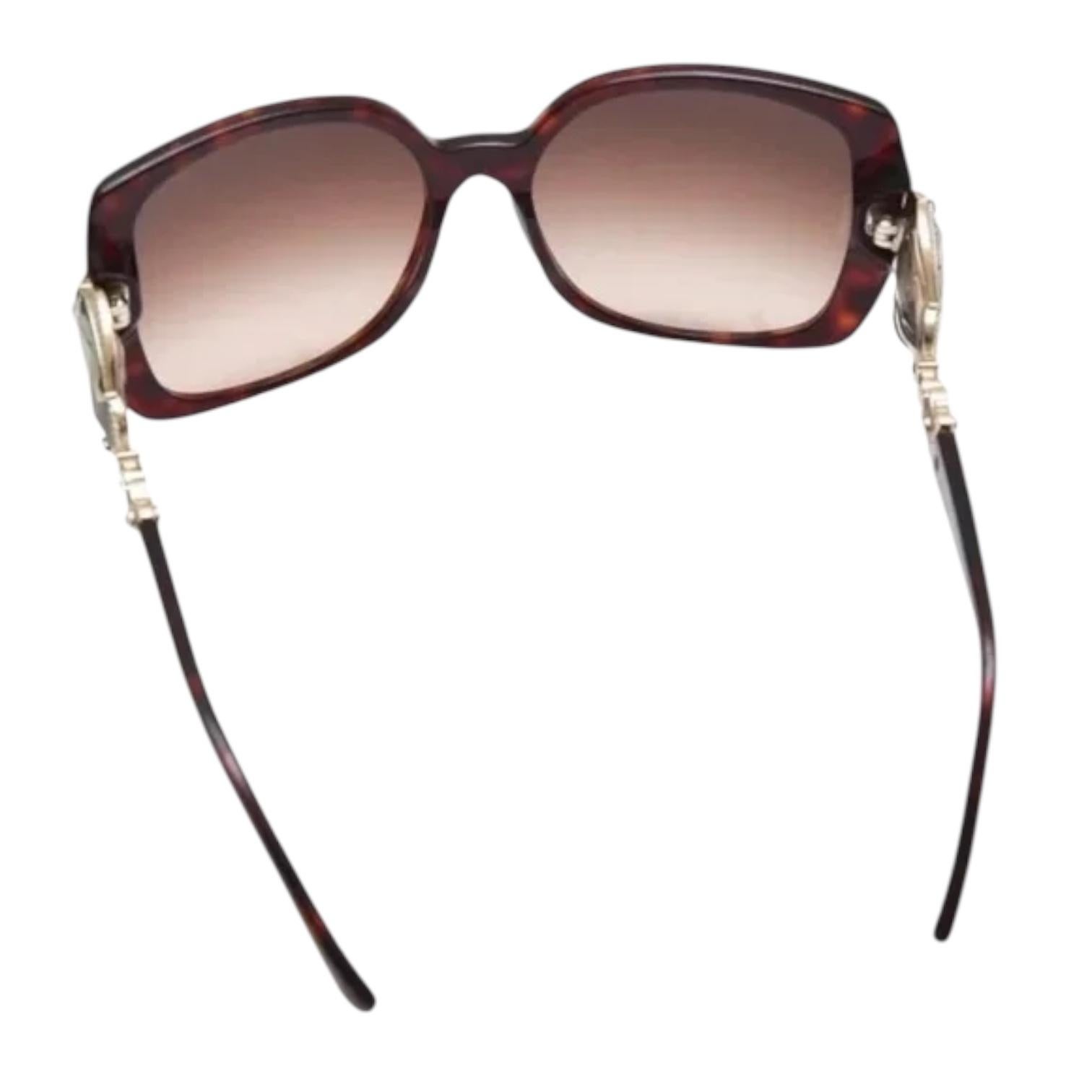 BVLGARI Brown Gradient Crystal Sunglasses 8081-B For Sale 2