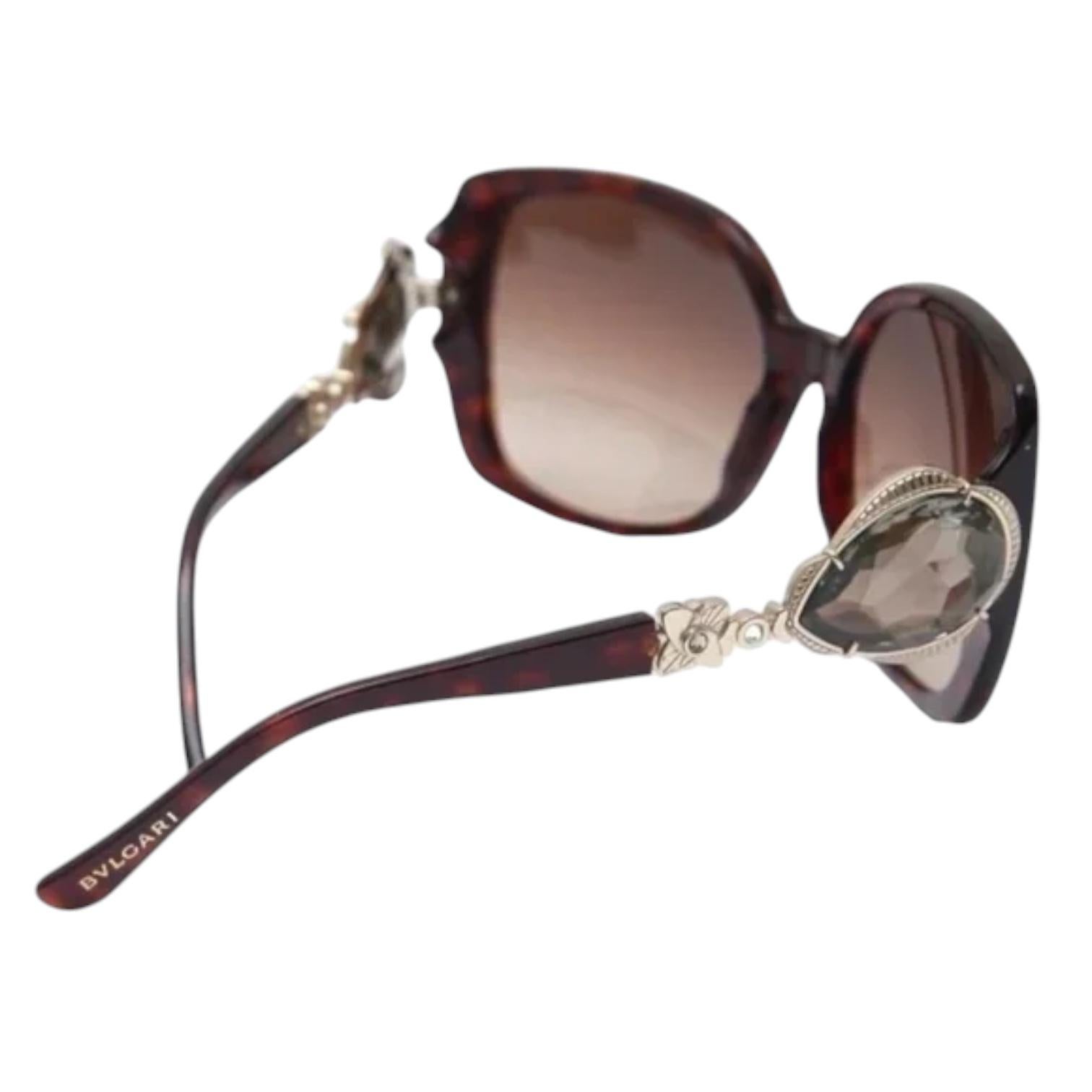 BVLGARI Brown Gradient Crystal Sunglasses 8081-B For Sale 4