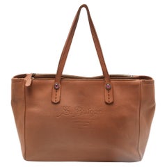 Bvlgari Brown Leather Double Zip Shopper Tote