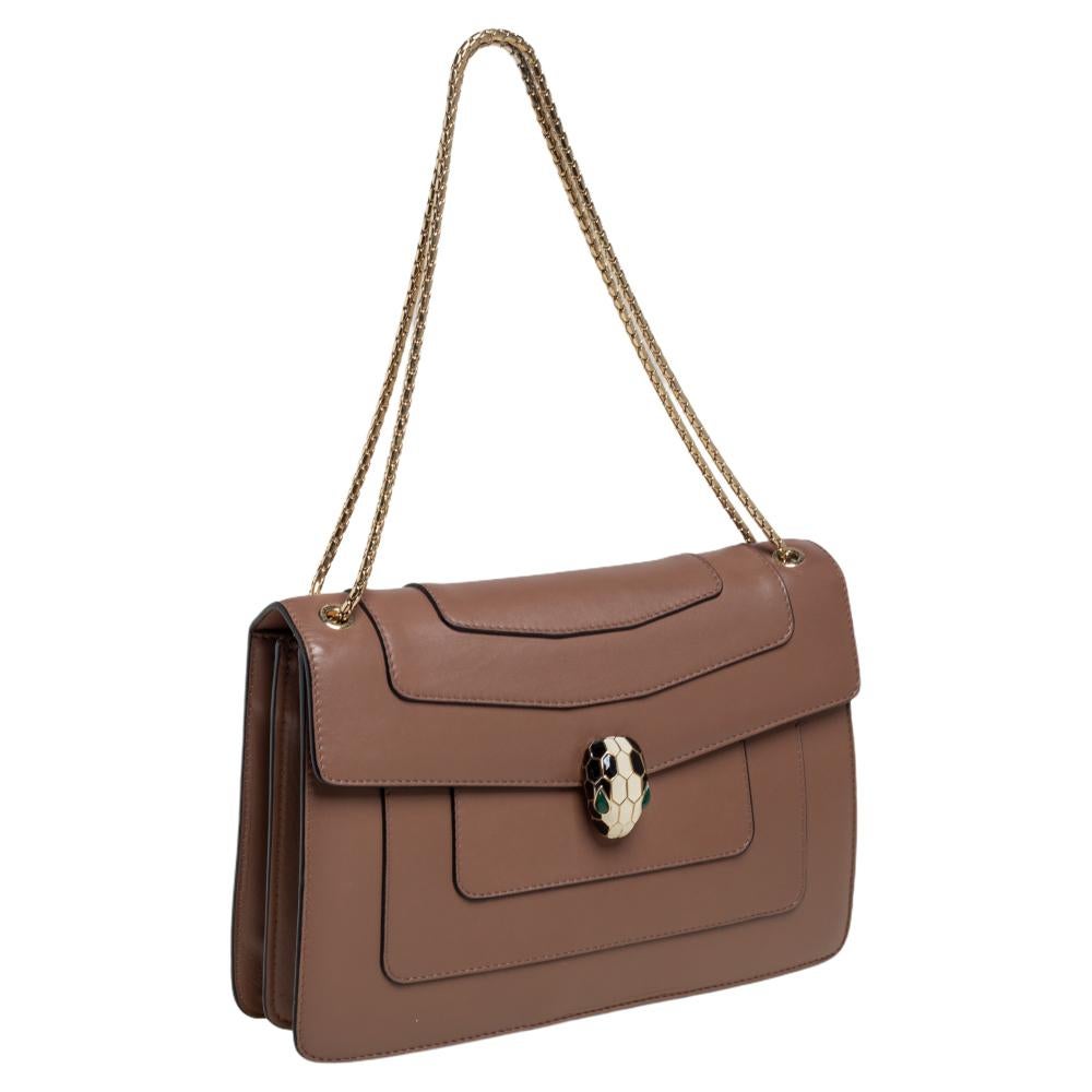Bvlgari Braunes Leder Medium Serpenti Forever Umhängetasche Damen