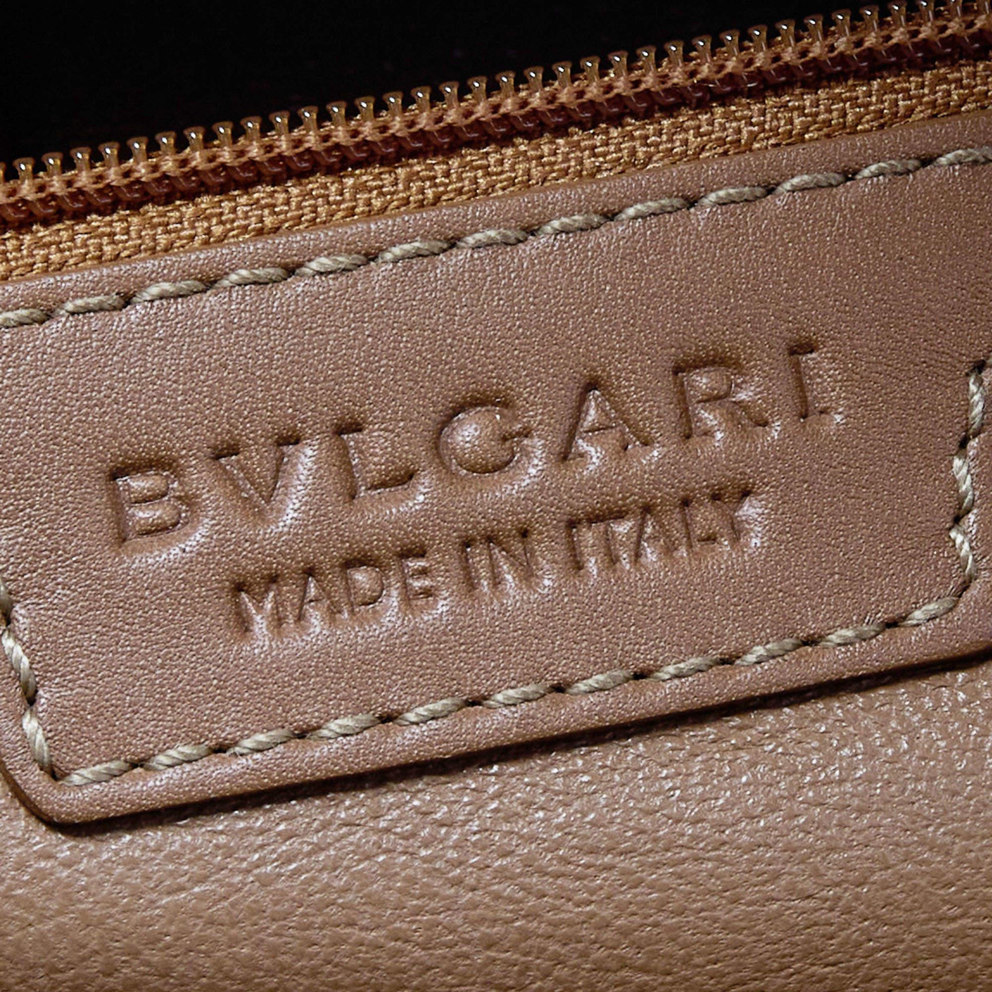 Bvlgari Brown Leather Monte Plisse Satchel 6