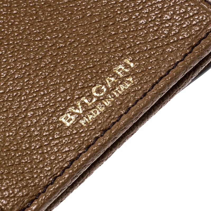 Bvlgari Brown Leather Trifold Wallet 1