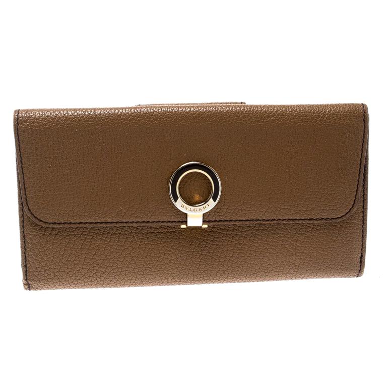 Bvlgari Brown Leather Trifold Wallet