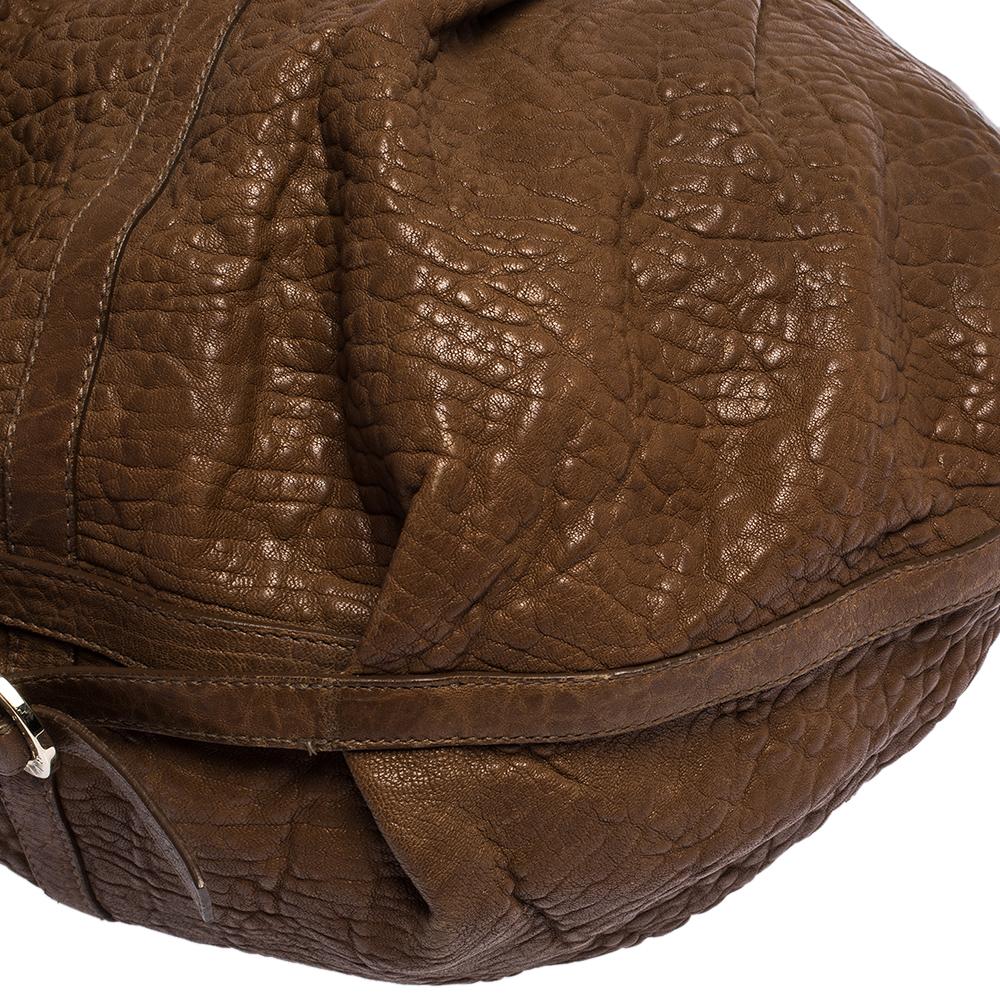 Bvlgari Brown Pleated Leather Hobo For Sale 6