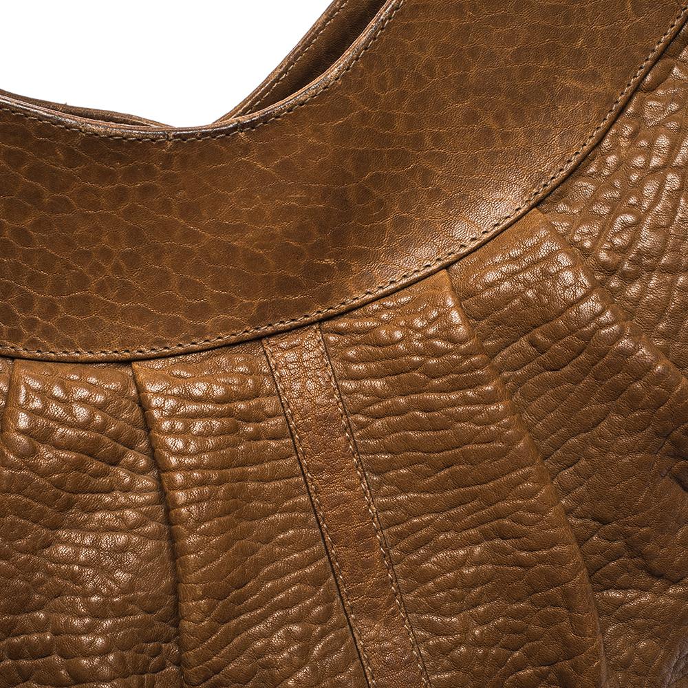 Bvlgari Brown Pleated Leather Hobo For Sale 5