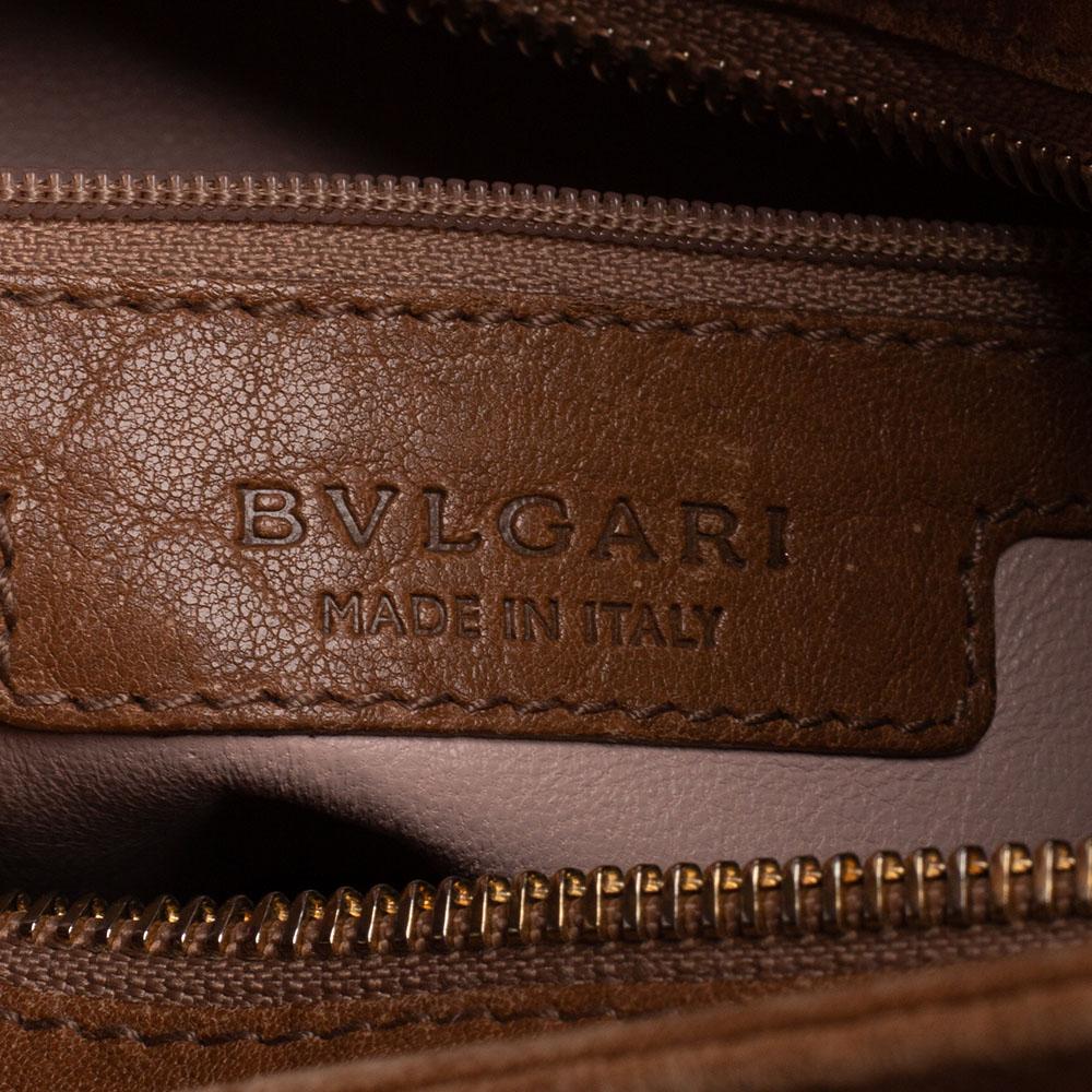 Bvlgari Brown Pleated Pebbled Leather Hobo 4
