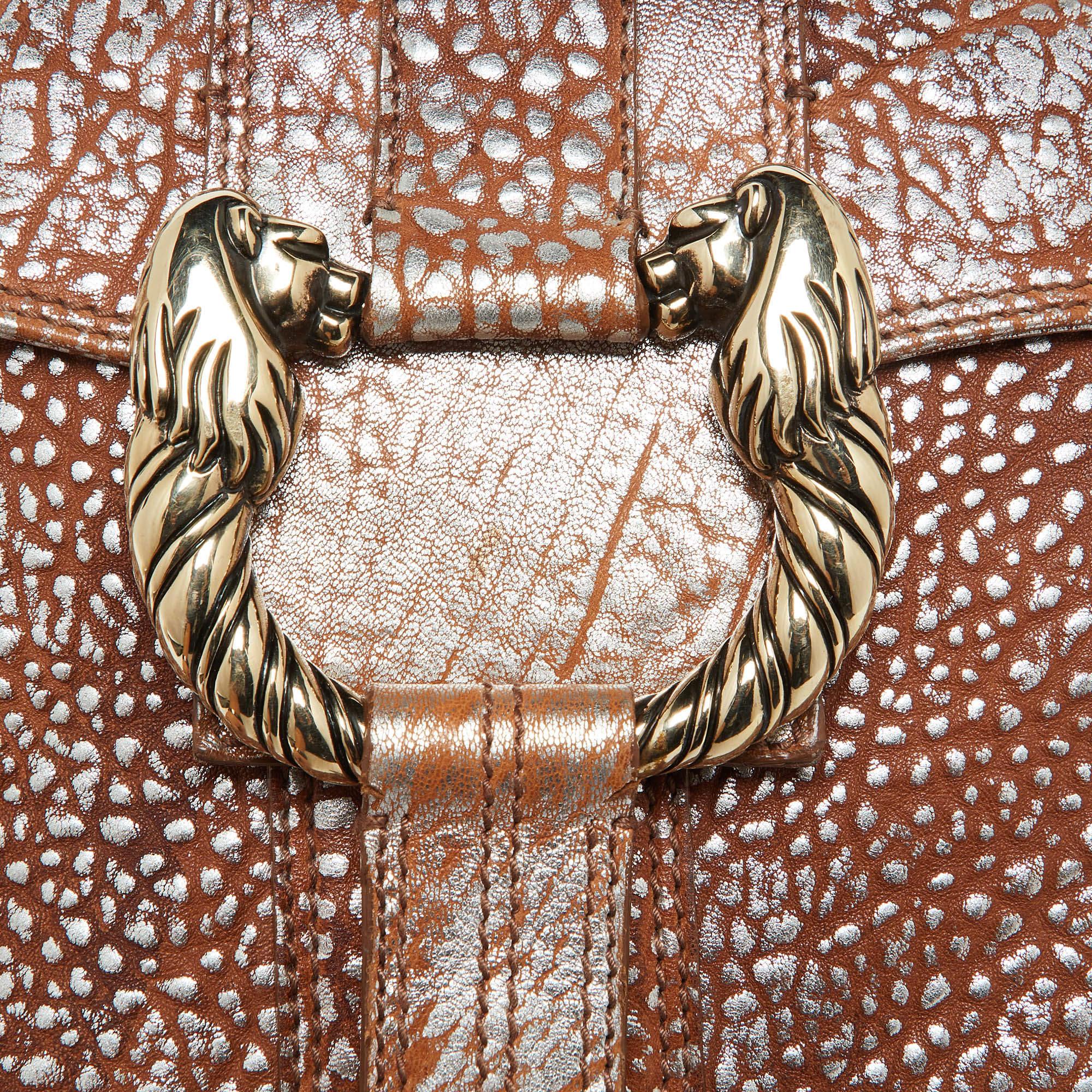 Bvlgari Brown/Silver Leather Leoni Top Handle Bag 1