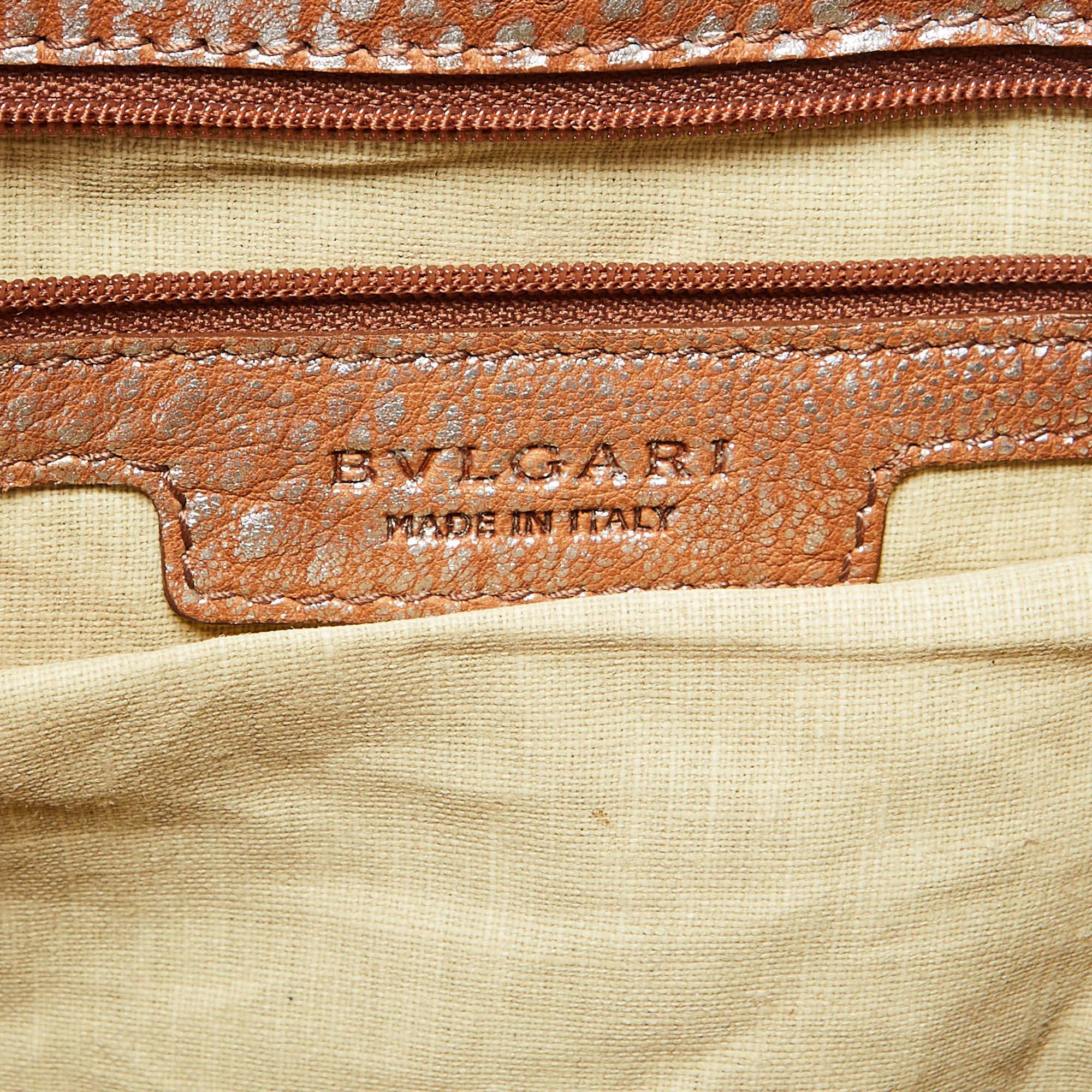 Bvlgari Brown/Silver Leather Leoni Top Handle Bag 4