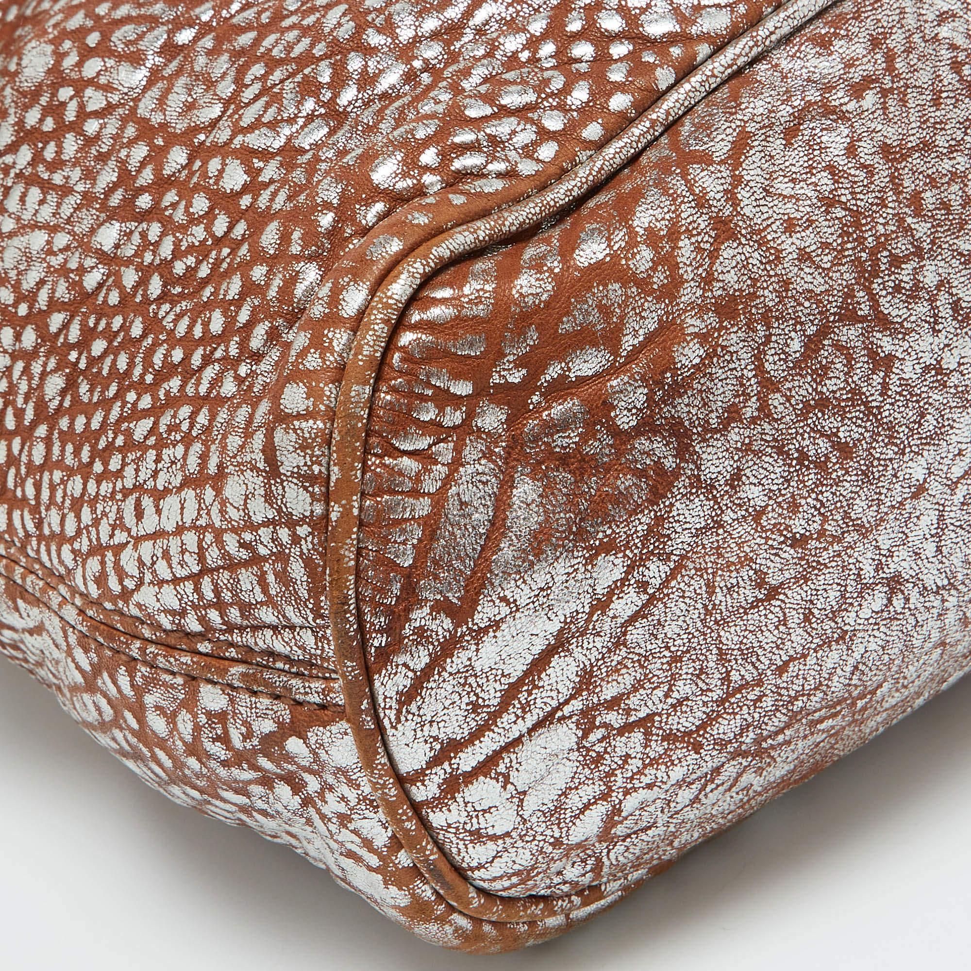 Bvlgari Brown/Silver Leather Leoni Top Handle Bag 5