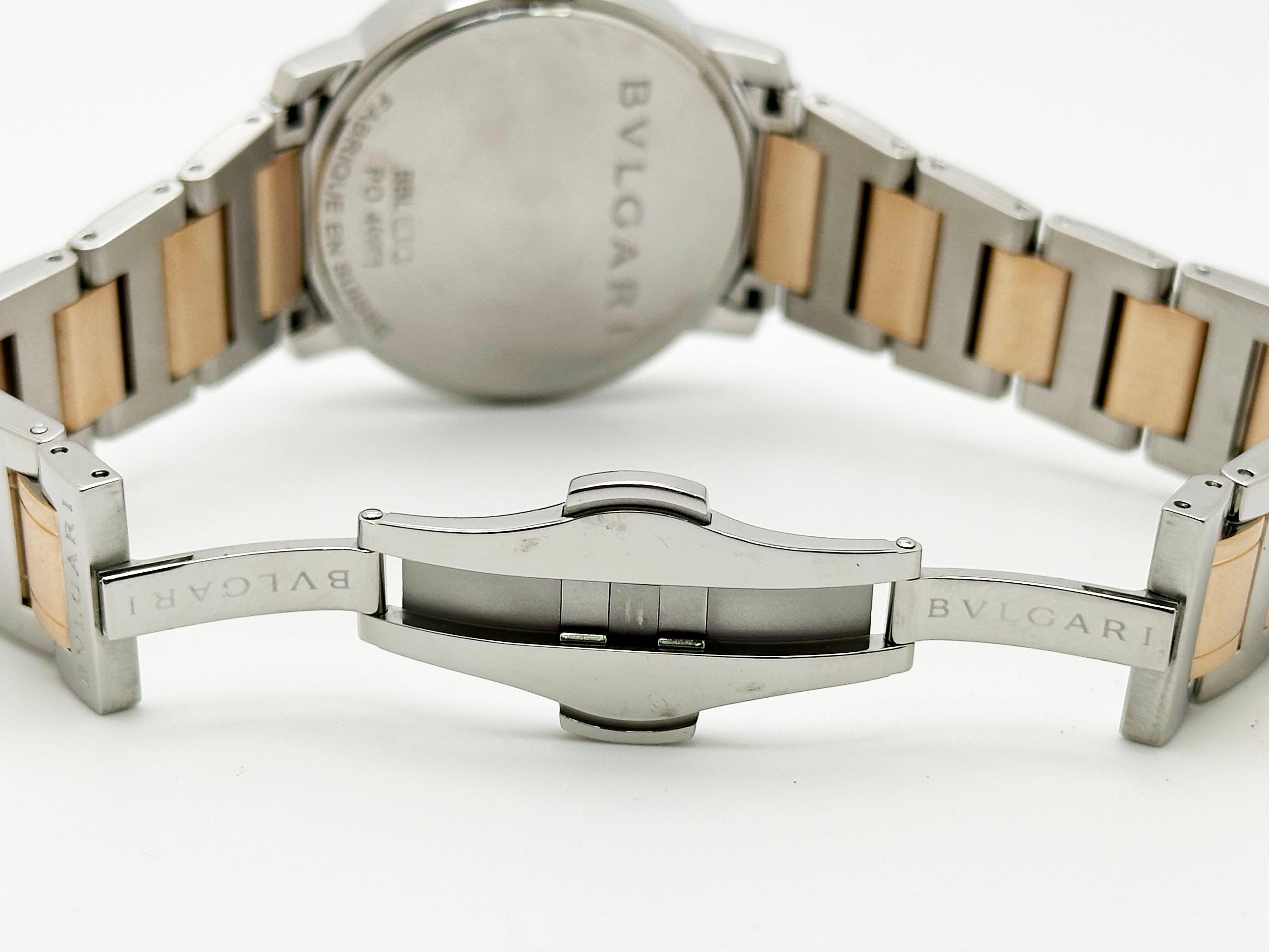 BVLGARI Bulgari 102266 Esfera Blanca 18K Oro Rosa Acero Inoxidable Caja Papel en venta 6