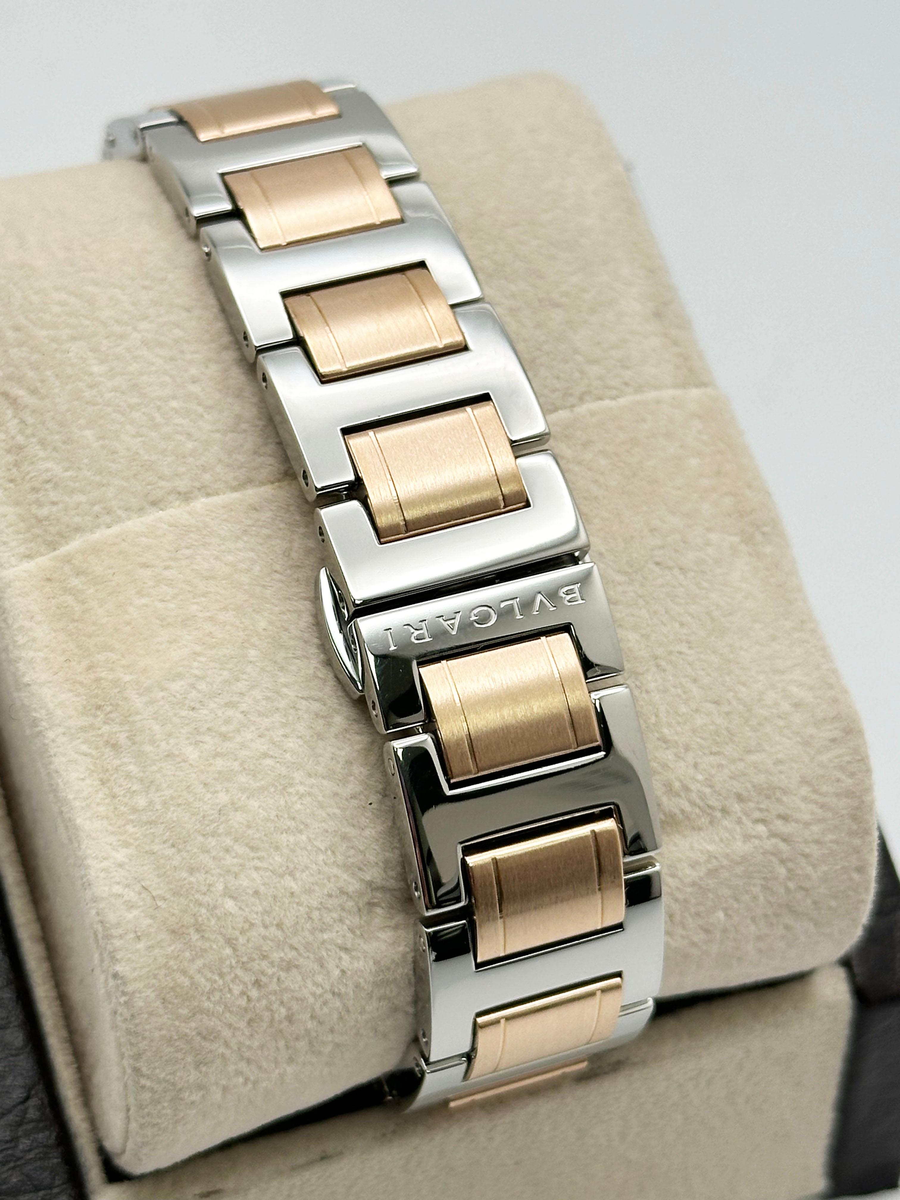 BVLGARI Bulgari 102266 Esfera Blanca 18K Oro Rosa Acero Inoxidable Caja Papel en venta 4