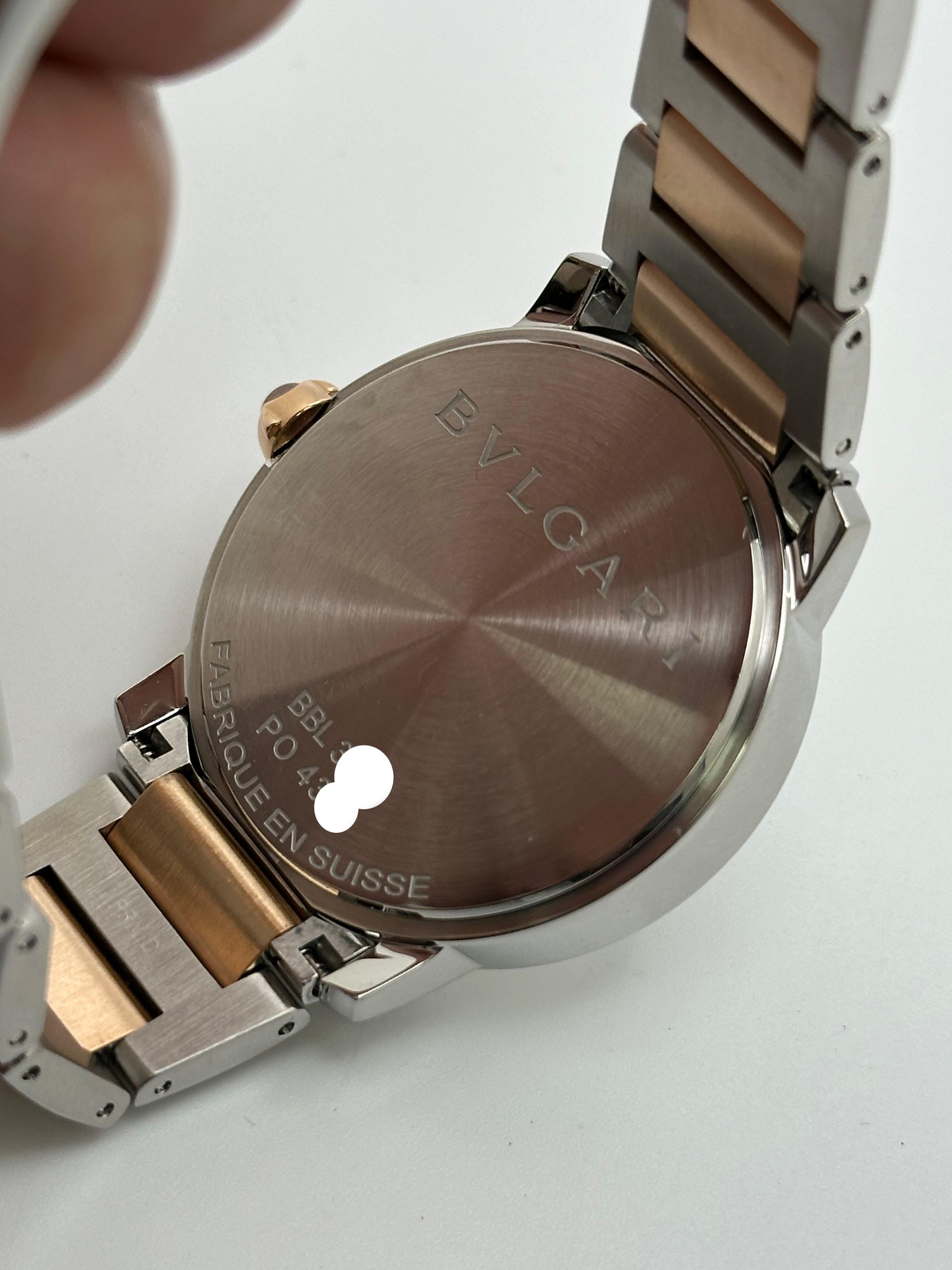BVLGARI Bulgari 102266 Esfera Blanca 18K Oro Rosa Acero Inoxidable Caja Papel en venta 5