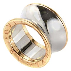 Bvlgari Bulgari 18 Karat Rose Gold and Stainless Steel Band Ring