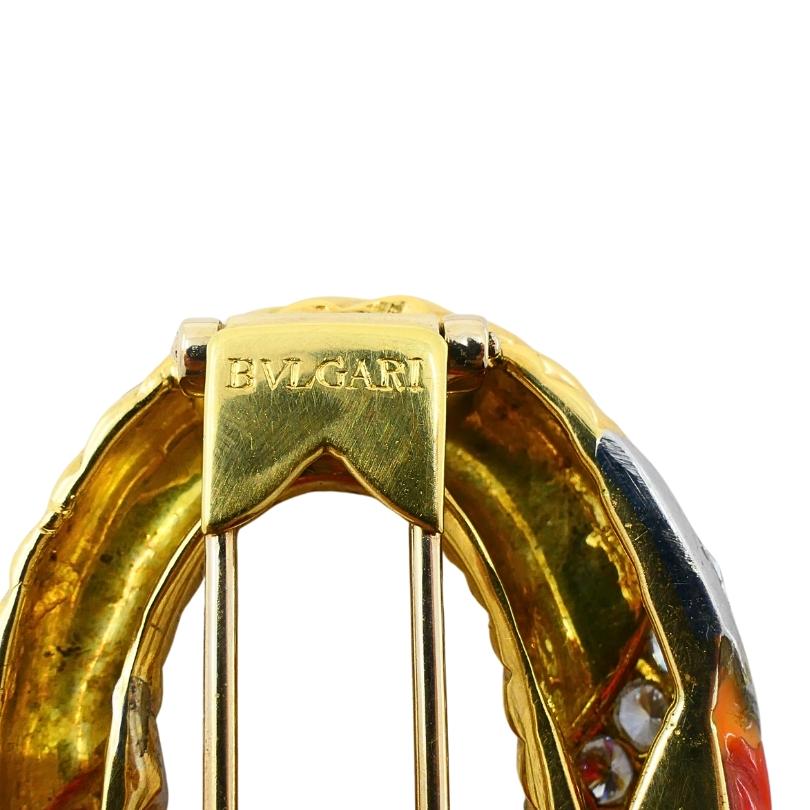 Bvlgari Bulgari 18k Gold Koralle Diamant Oval Brosche im Angebot 3