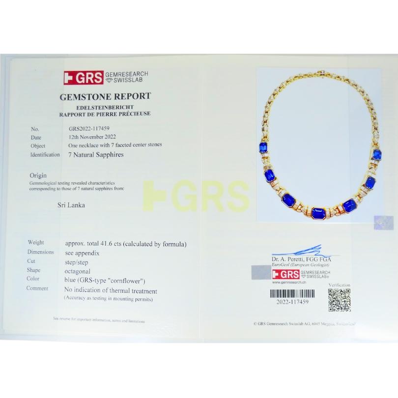 De las mujeres Bvlgari Bulgari Collar de Oro de 18k Diamantes Sri Lanka Zafiros No Heat 39,77 Cts en venta