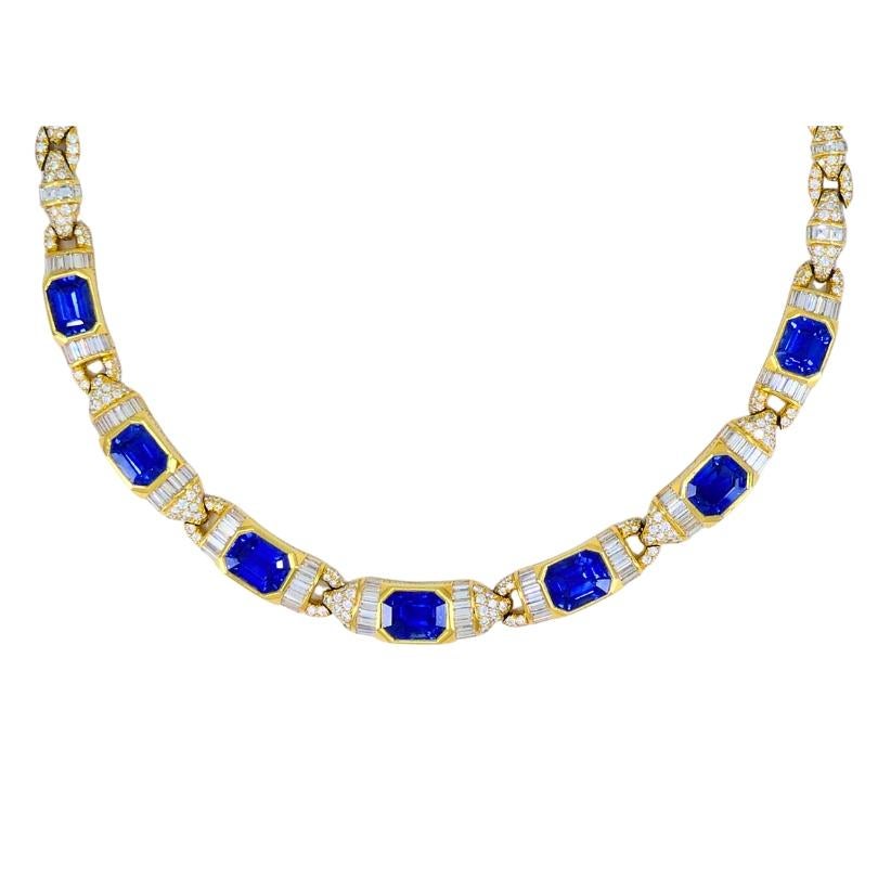 Bvlgari Bulgari Collar de Oro de 18k Diamantes Sri Lanka Zafiros No Heat 39,77 Cts en venta 1