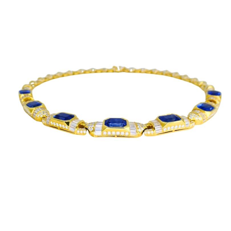 Bvlgari Bulgari Collar de Oro de 18k Diamantes Sri Lanka Zafiros No Heat 39,77 Cts en venta 2