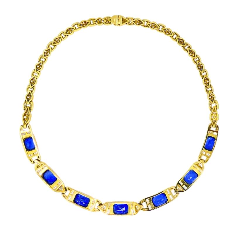 Bvlgari Bulgari Collar de Oro de 18k Diamantes Sri Lanka Zafiros No Heat 39,77 Cts en venta 3
