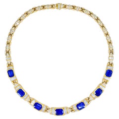 Bvlgari Bulgari 18k Gold Necklace Diamonds Sri Lanka Sapphires No Heat 39.77 Cts