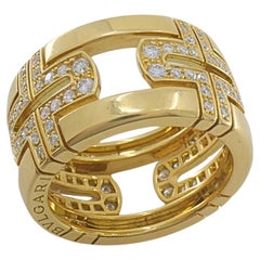 Bvlgari Bulgari 18k Gold Parentesi Diamond Band Ring