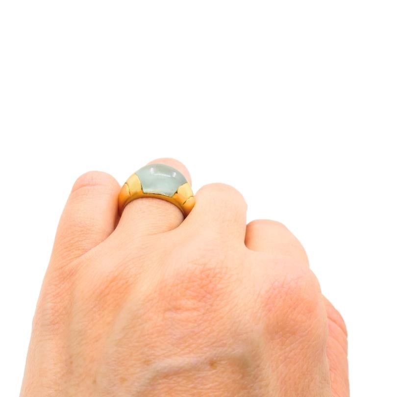 Cabochon Bvlgari Bulgari 18k Gold Ring Aquamarine For Sale