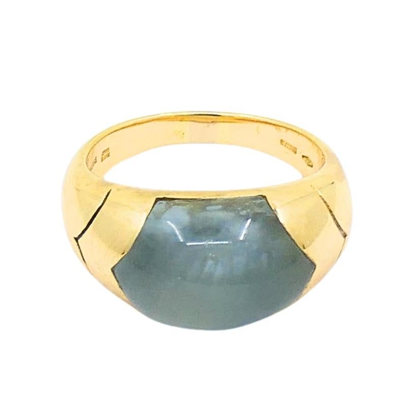 Bvlgari Bulgari 18k Gold Ring Aquamarine In Good Condition For Sale In Beverly Hills, CA