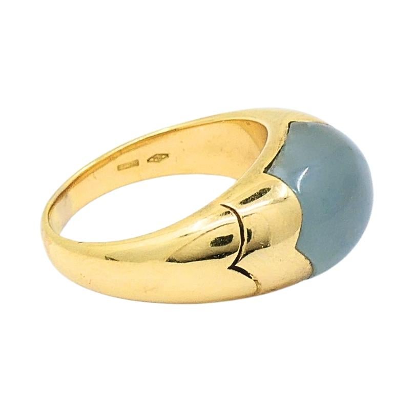 Bvlgari Bulgari 18k Gold Ring Aquamarine For Sale 1