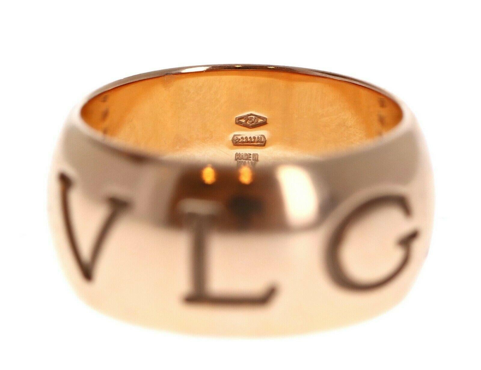 Bvlgari Bulgari 18k Rose Gold Monologo Wide Band Ring 12.9g In Good Condition In Beverly Hills, CA