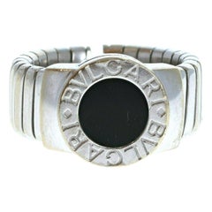 Bvlgari Bulgari 18k White Gold & Onyx Tubogas Ring 17.2g