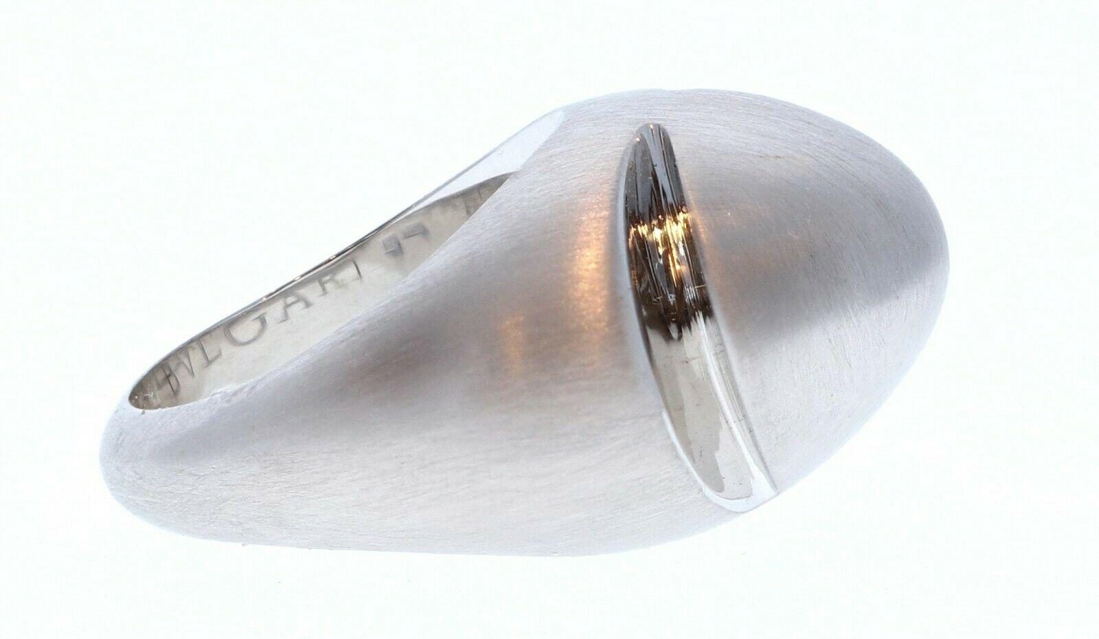 Heart Cut Bvlgari Bulgari 18k White Gold Textured Dome Ring 9.8g For Sale