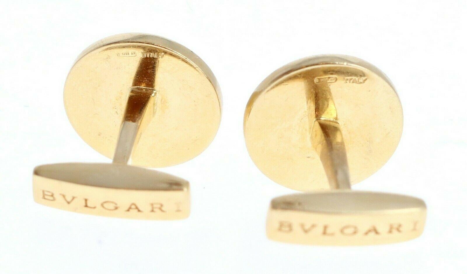 Bvlgari Bulgari 18k Yellow Gold & Diamond Cufflinks

For sale is a pair of Bvlgari 18k yellow gold and diamond cufflinks
 Perfect worn day or night.
 Get these stunning cufflinks now!


Metal: 18k yellow gold 
     
Hallmark: Bvlgari

Length: