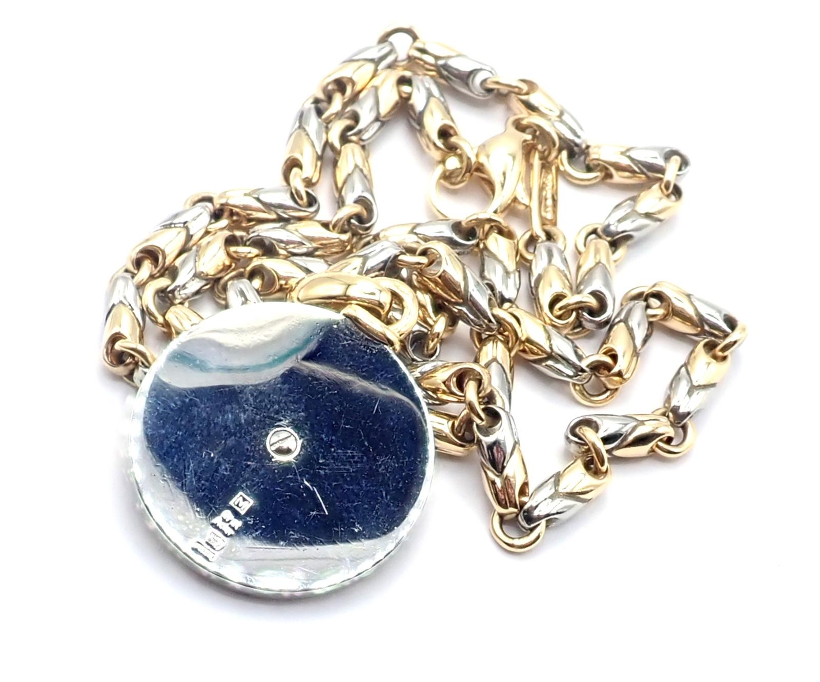 Bvlgari Bulgari 18k Yellow Gold Steel Diamond Horoscope Zodiac Pendant Necklace Unisexe en vente