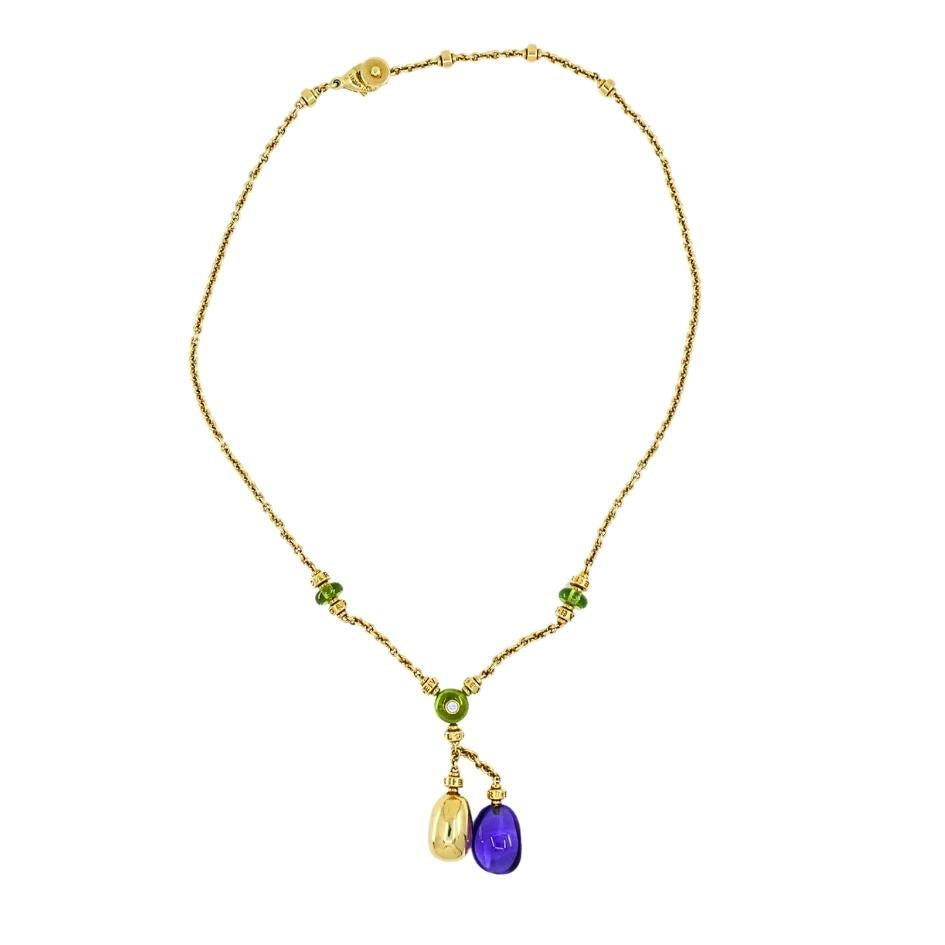 Bvlgari Bulgari 88 Club 18K Gold Amethyst Peridot Halskette im Angebot 4