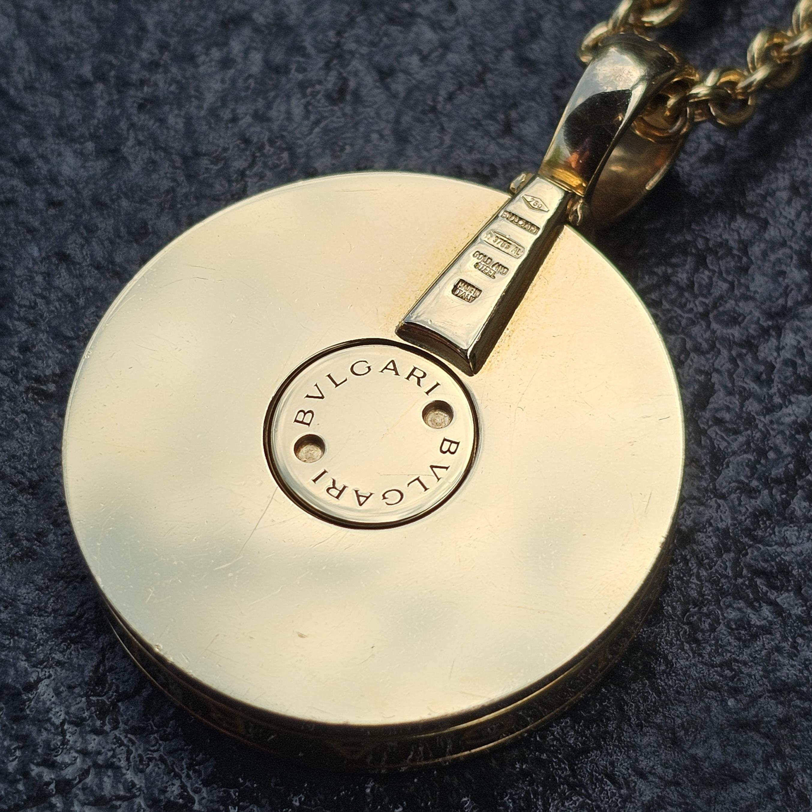 Women's Bvlgari Bulgari ALL 18K GOLD Spinner Mother Pearl Pendant Necklace Chain 54.1g For Sale