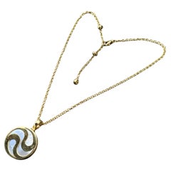Bvlgari Bulgari ALL 18K GOLD Spinner Mother Pearl Pendant Necklace Chain 54.1g