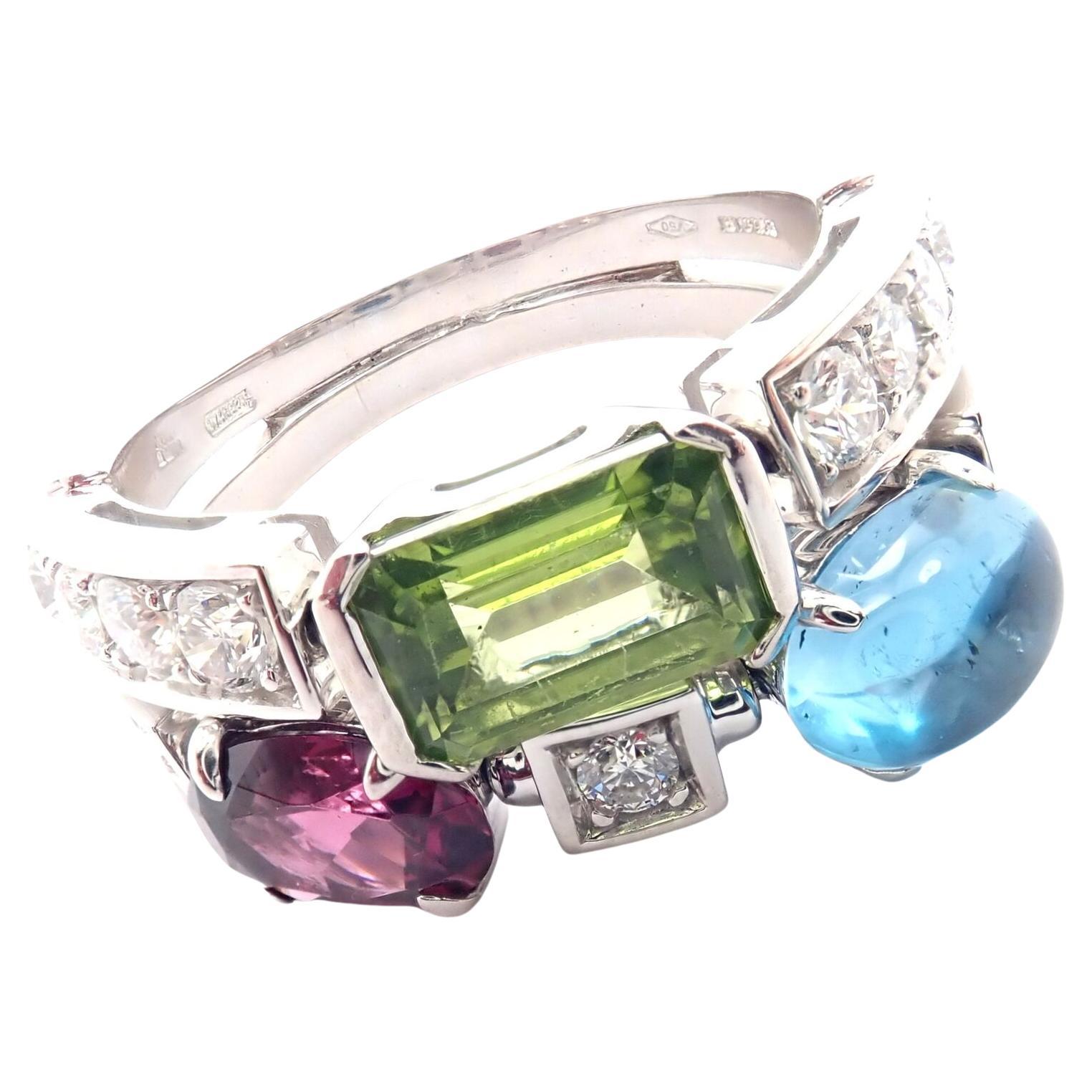 Bvlgari Bulgari Allegra Diamond Peridot Tourmaline Aquamarine Gold Band Ring